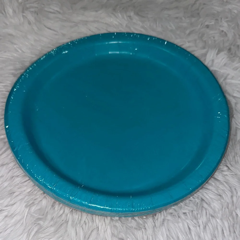 Teal Party Plates Caribbean Teal 16 Count